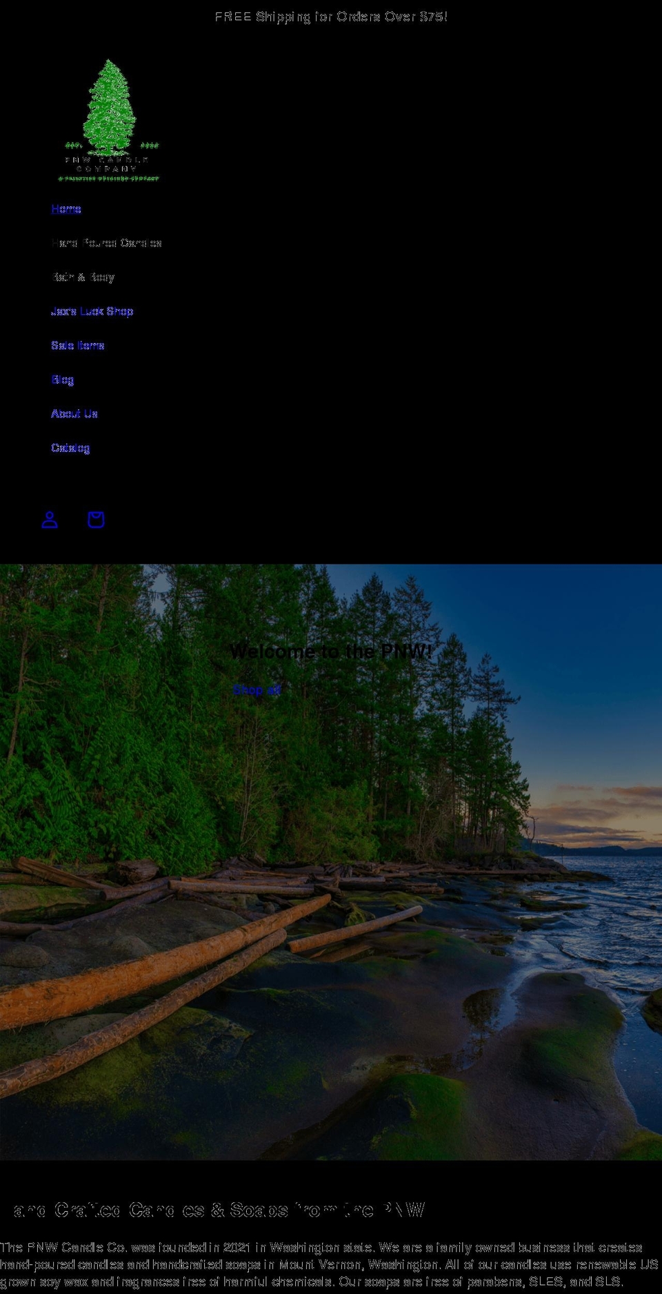 pnwcandleco.com shopify website screenshot