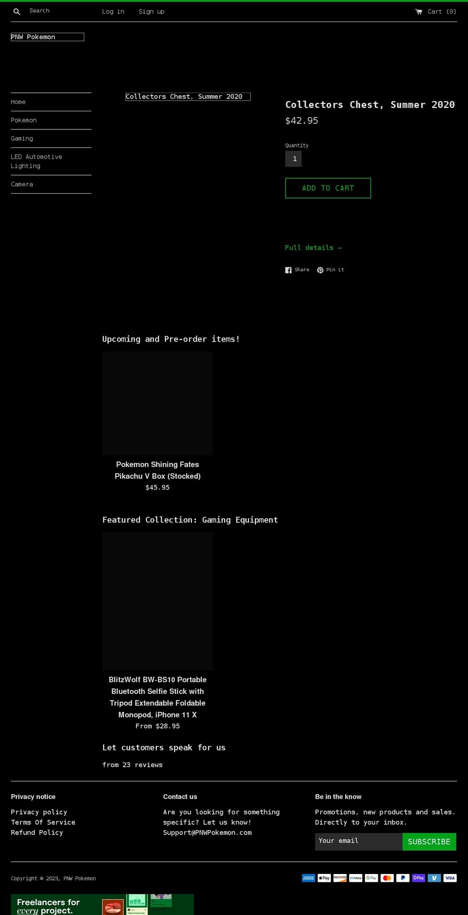 pnwpokemon.com shopify website screenshot