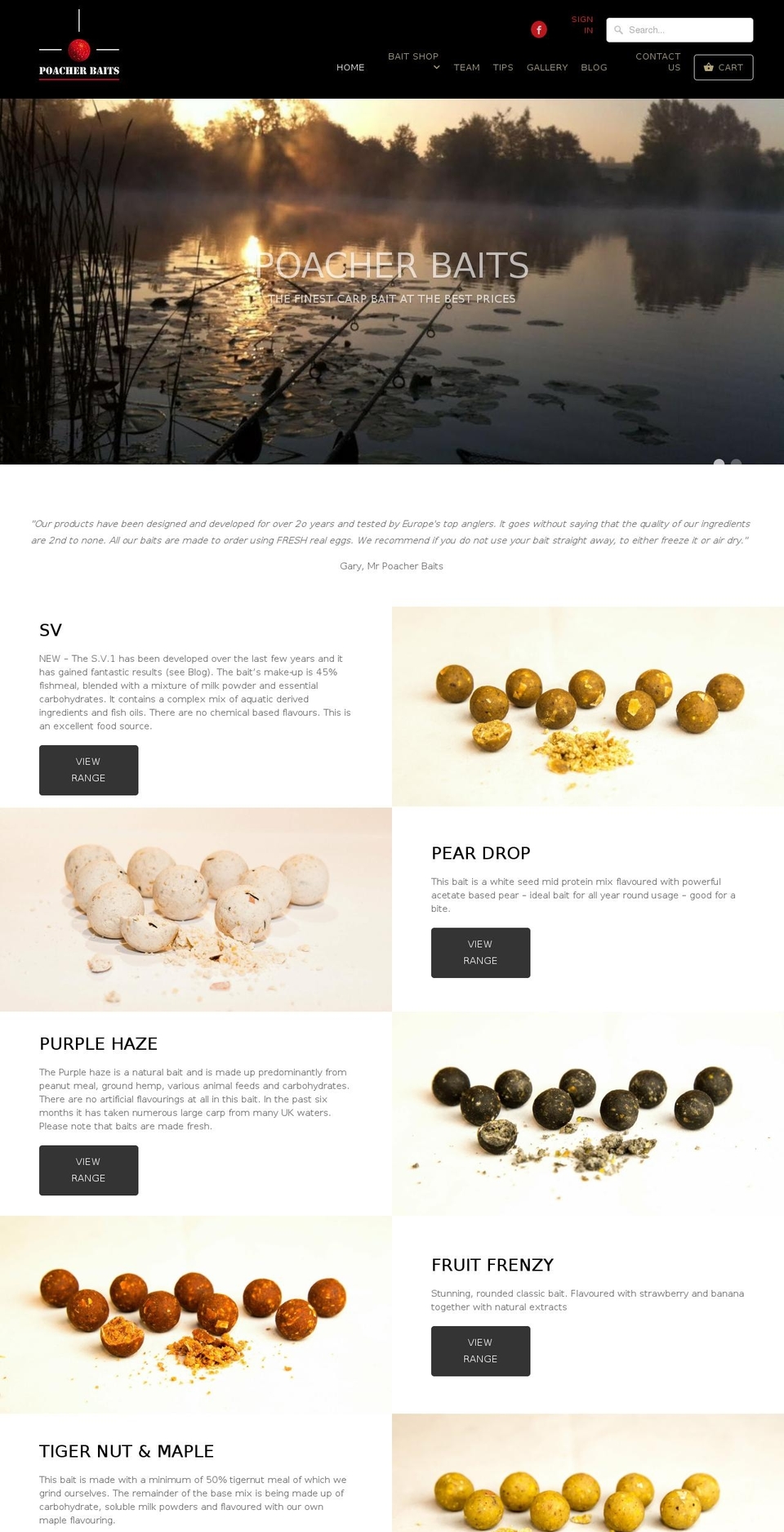 poacherbaits.co.uk shopify website screenshot