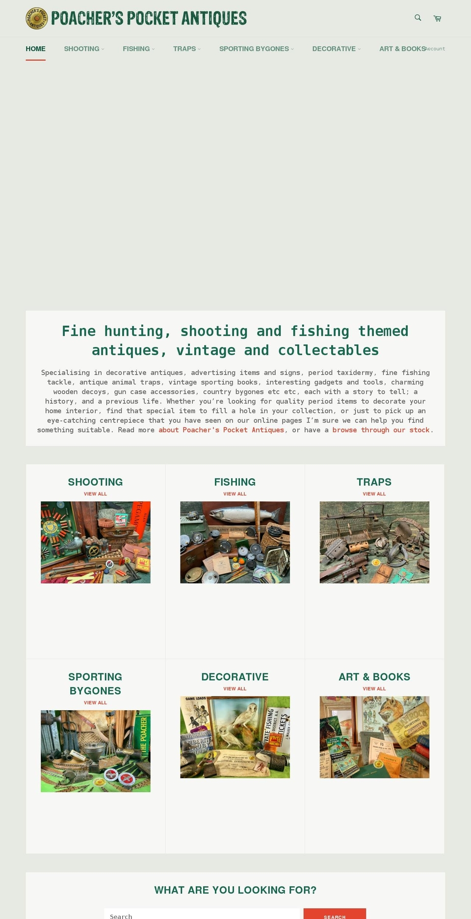 poacherspocketantiques.co.uk shopify website screenshot