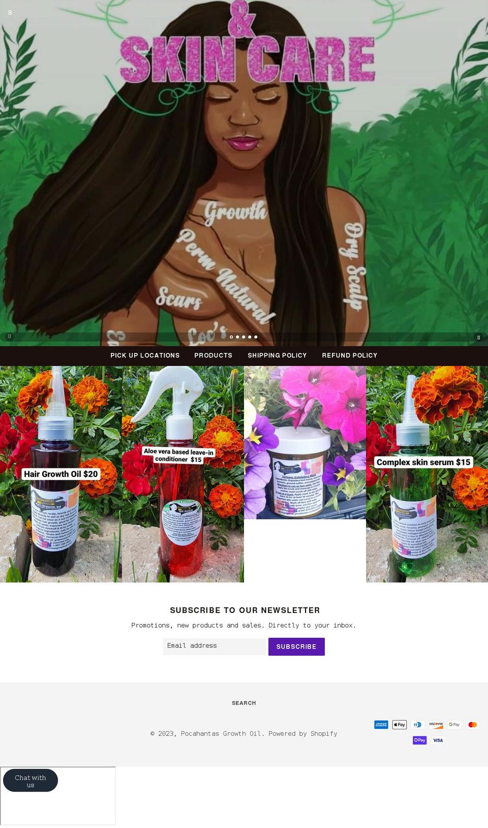 pocahantasgrowthoil.com shopify website screenshot