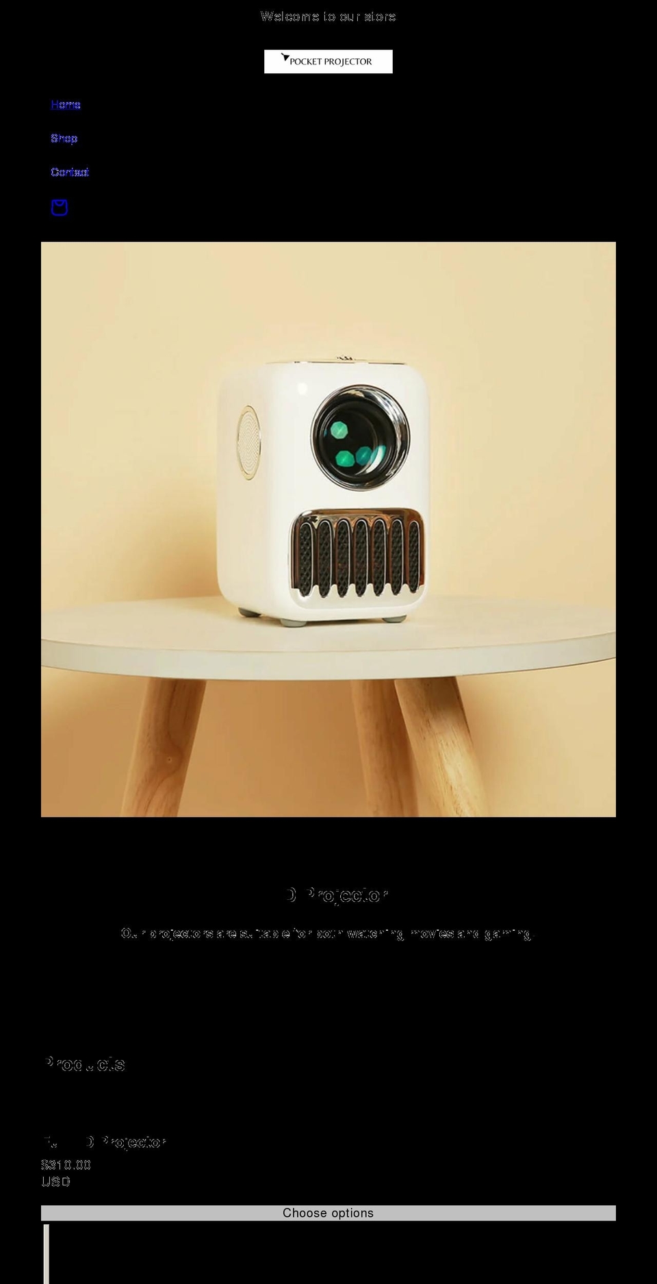 pocket-projector.com shopify website screenshot