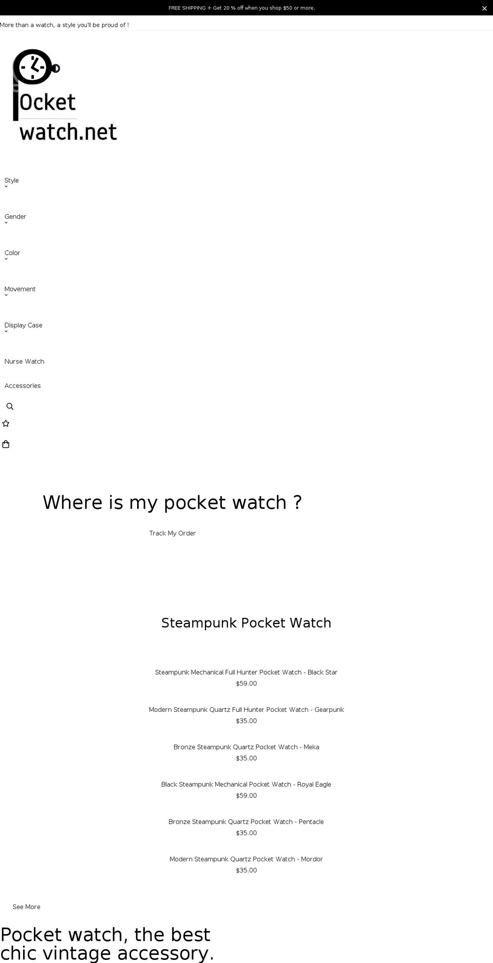 pocket-watch.net shopify website screenshot
