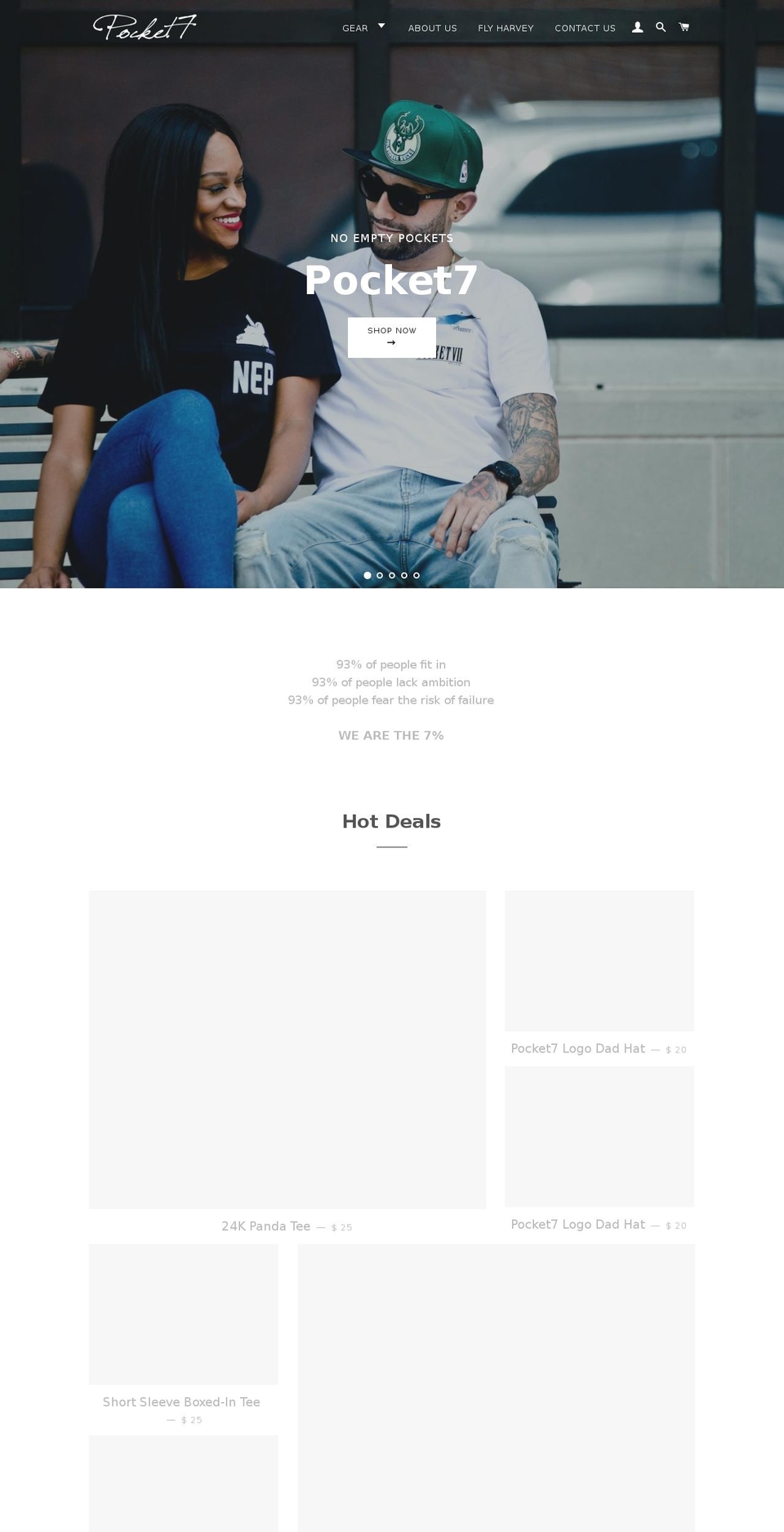 pocket7clothing.com — Shopify storefront screenshot