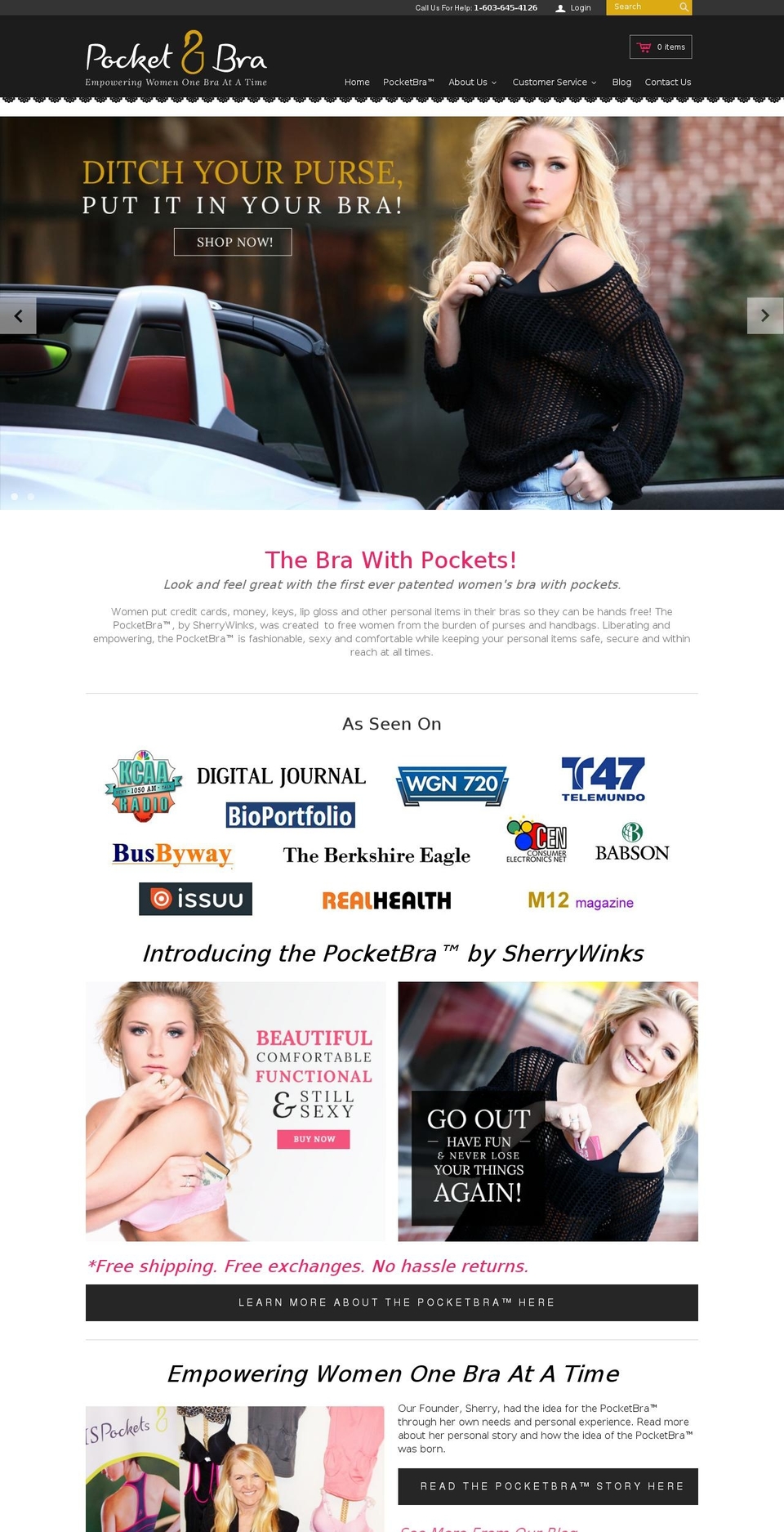 pocketbra.com shopify website screenshot