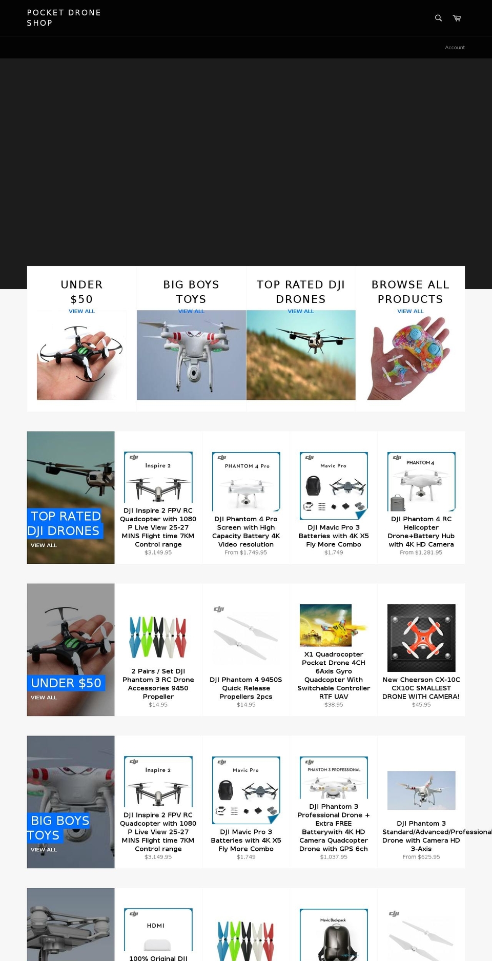 pocketdroneshop.com shopify website screenshot