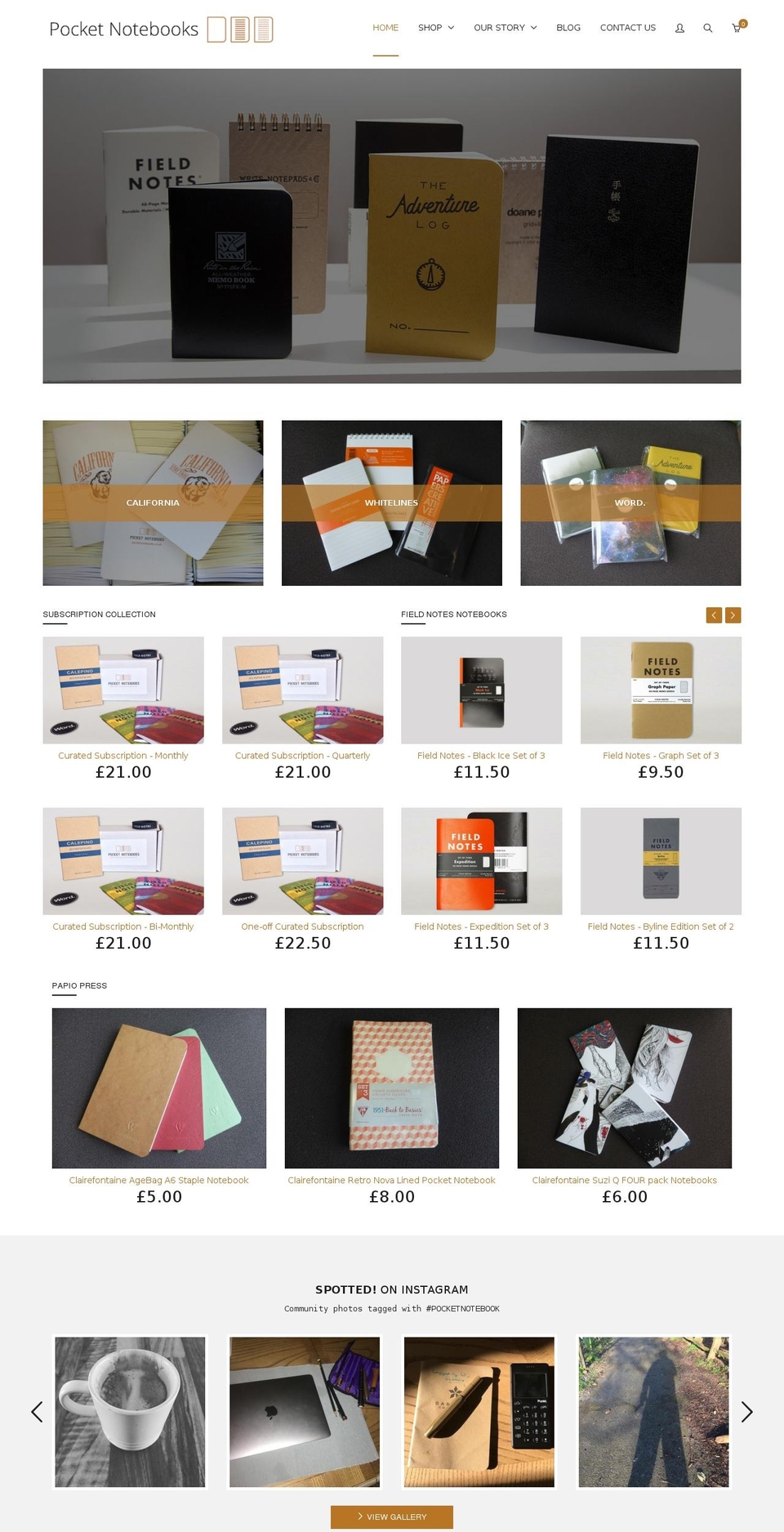 pocketnotebooks.co.uk shopify website screenshot
