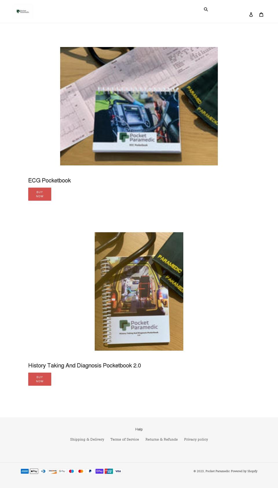 pocketparamedic.co.uk shopify website screenshot