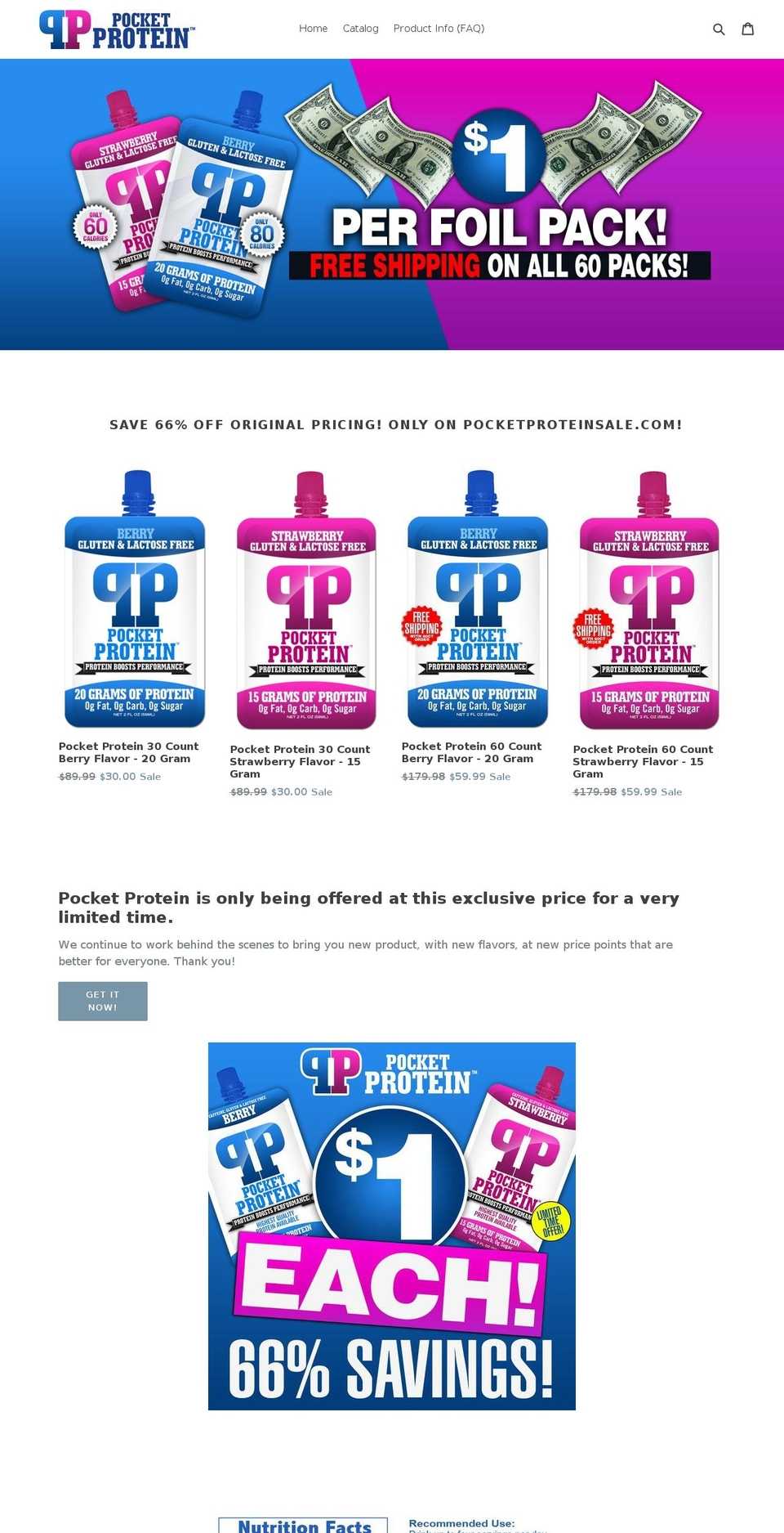 pocketproteins.net shopify website screenshot