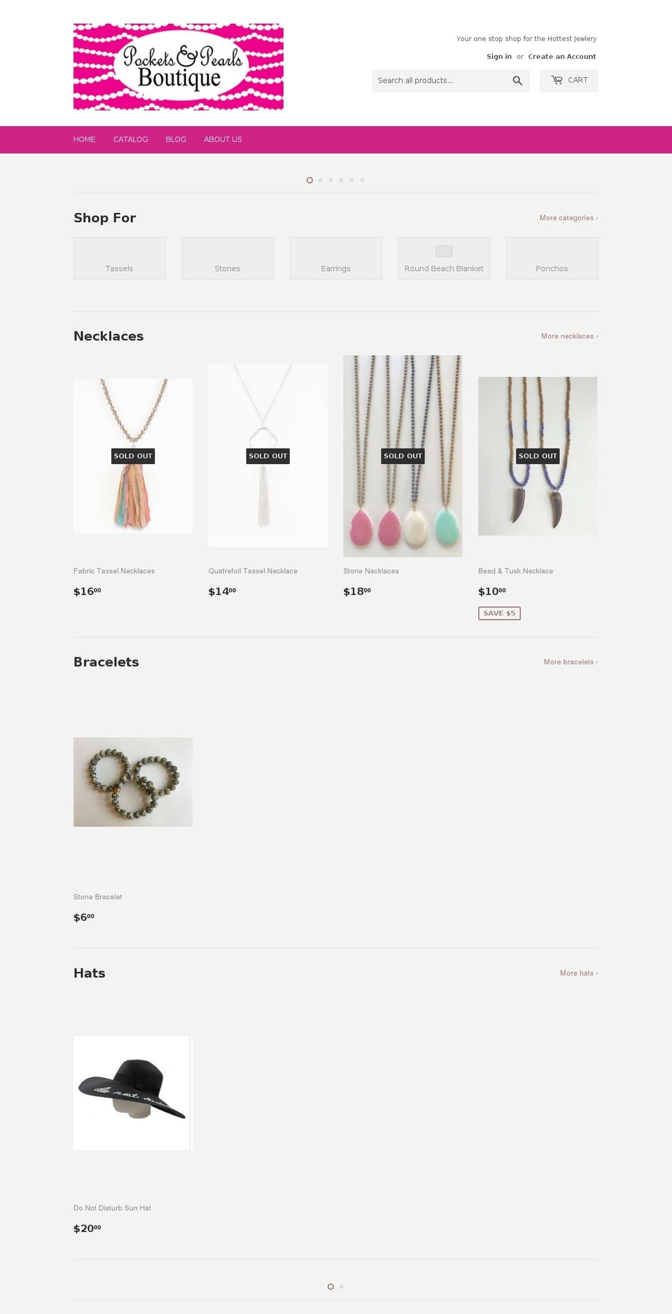 pocketsandpearlsboutique.com — Shopify storefront screenshot