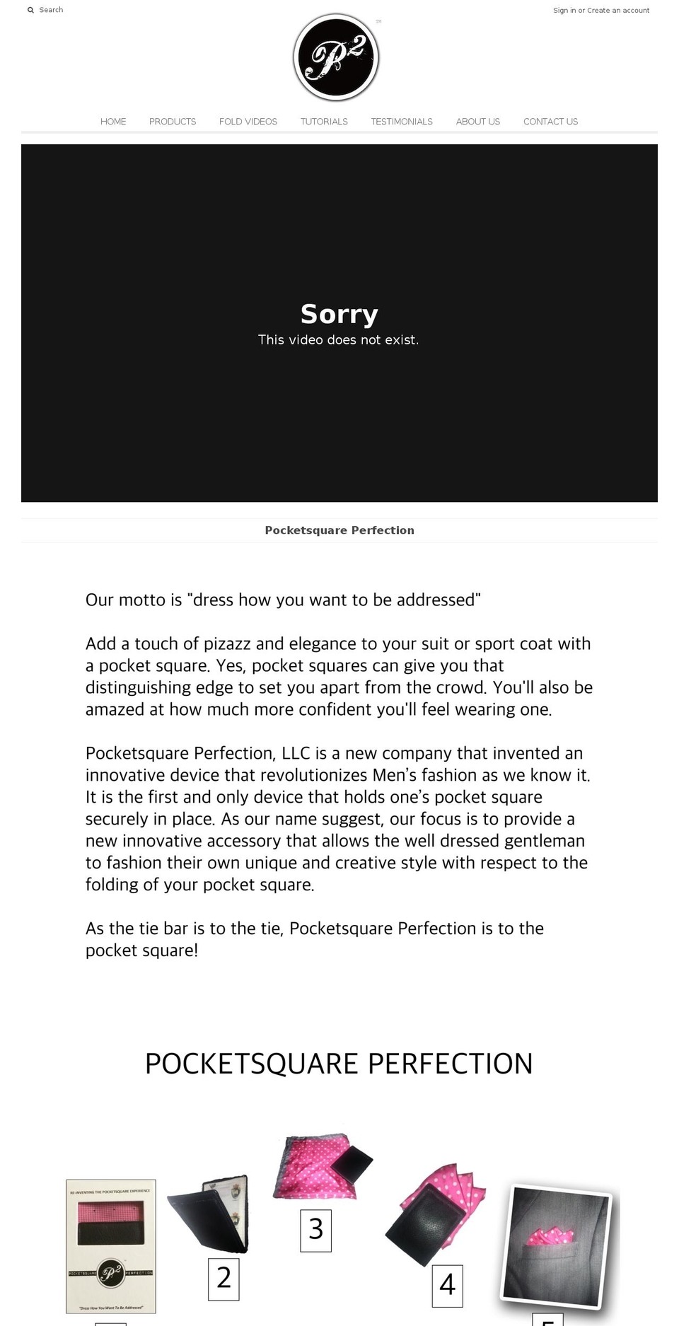 pocketsquareperfection.com shopify website screenshot