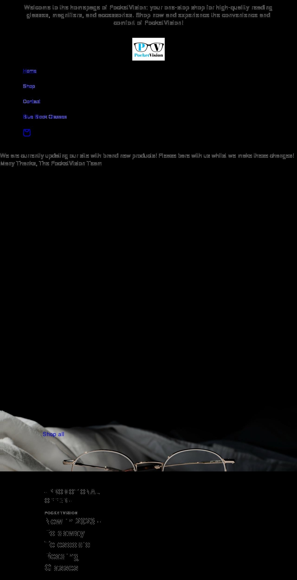 pocketvision.co.uk shopify website screenshot