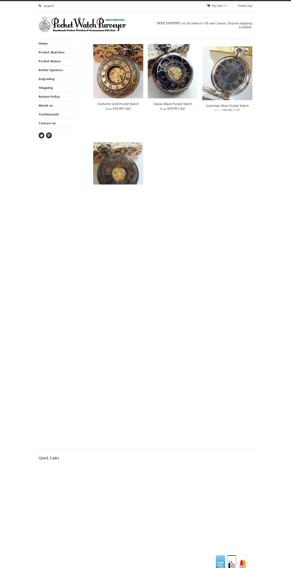 pocketwatchkeepsakes.com shopify website screenshot