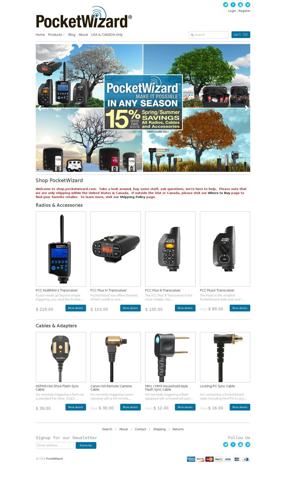 pocketwizardshop.com — Shopify storefront screenshot