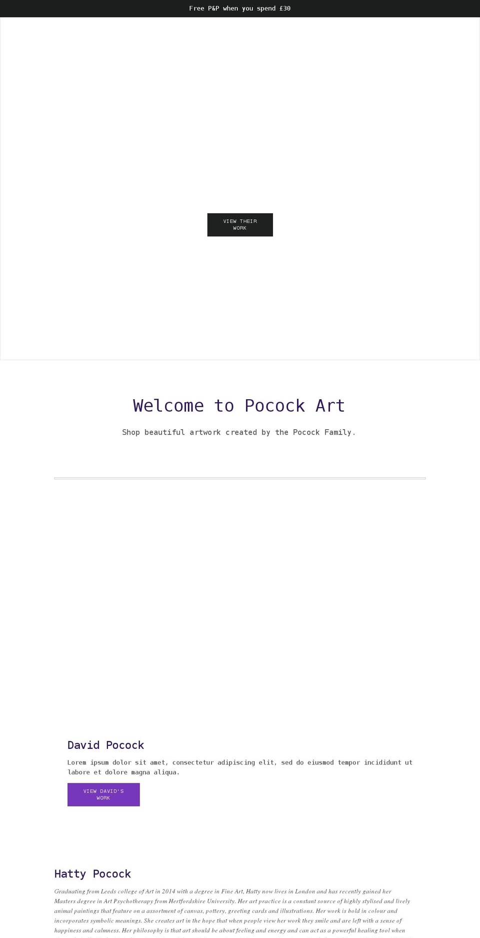 pocock.art shopify website screenshot