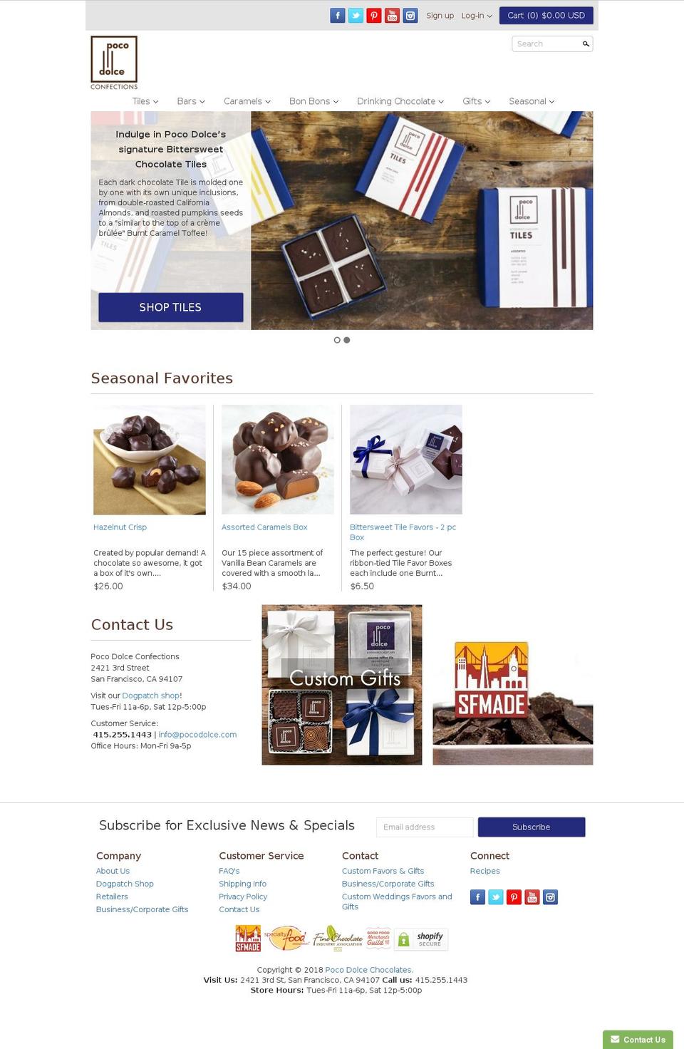 pocodolceconfections.com — Shopify storefront screenshot