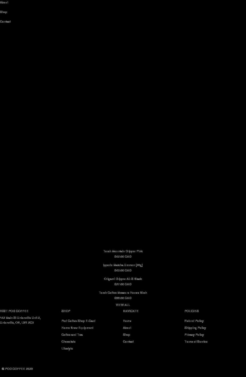 podcoffeeshop.com shopify website screenshot