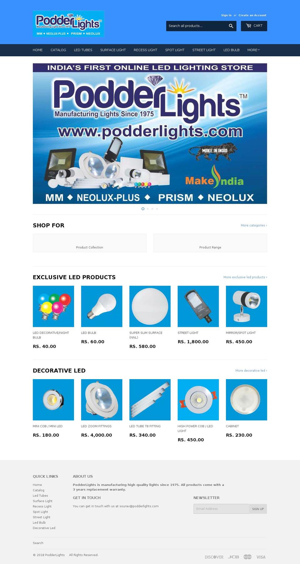 podderlights.com — Shopify storefront screenshot