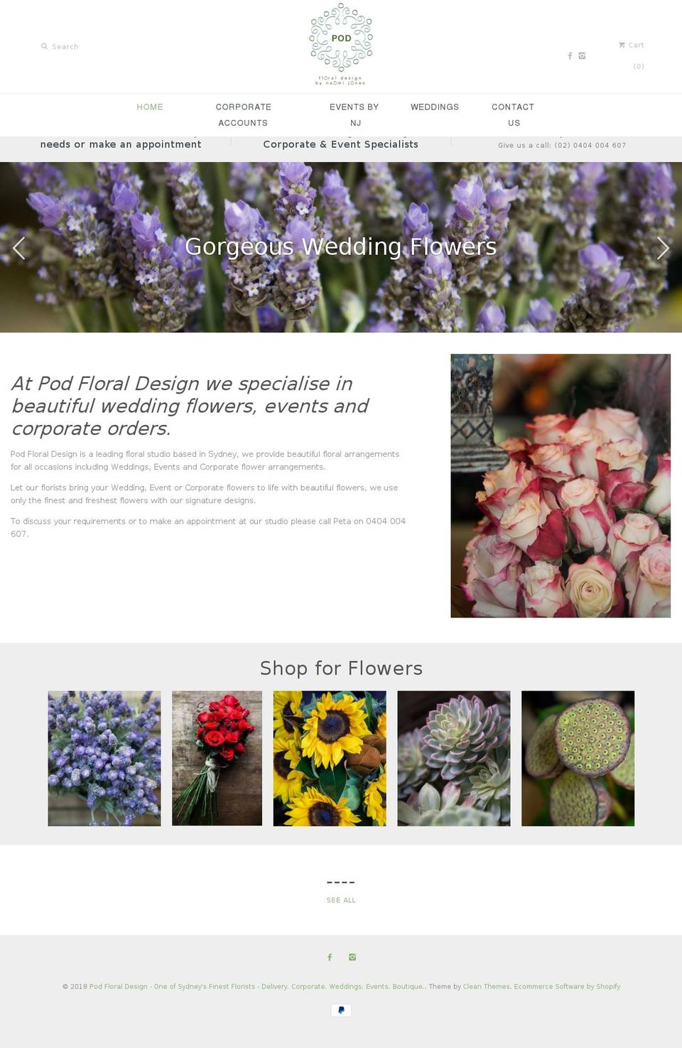 podfloraldesign.com.au shopify website screenshot