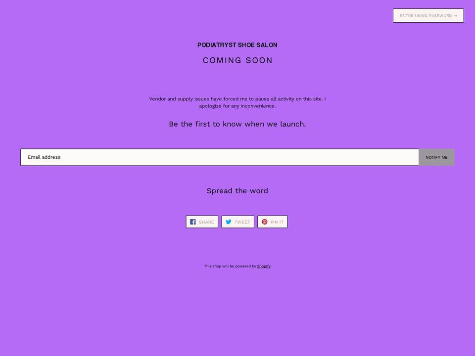 podiatryst-shoe-salon.com — Shopify storefront screenshot