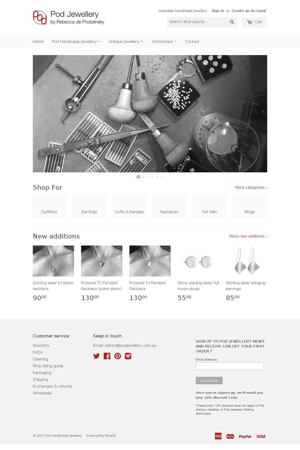 podjewellery.com shopify website screenshot