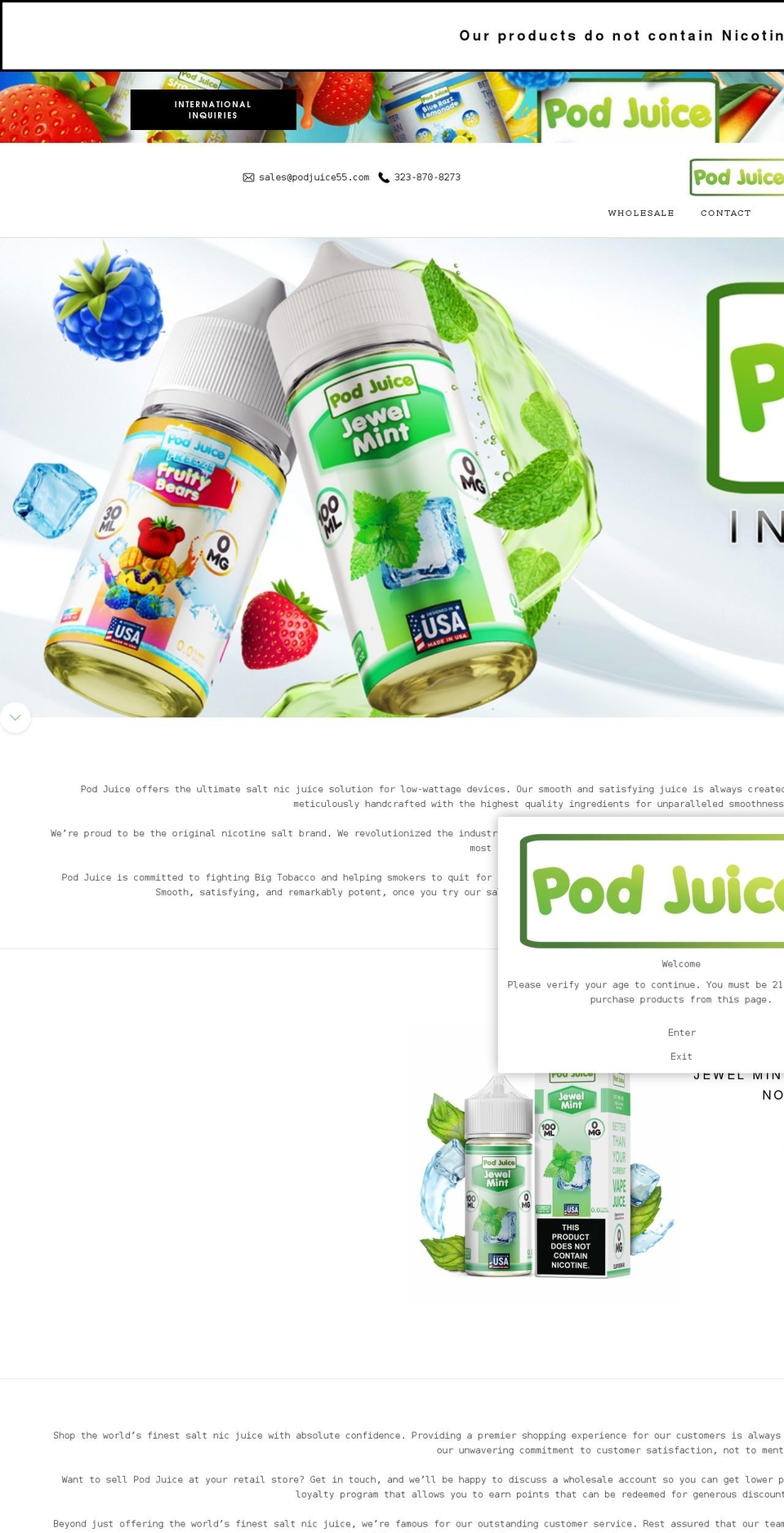 podjuice55.com shopify website screenshot
