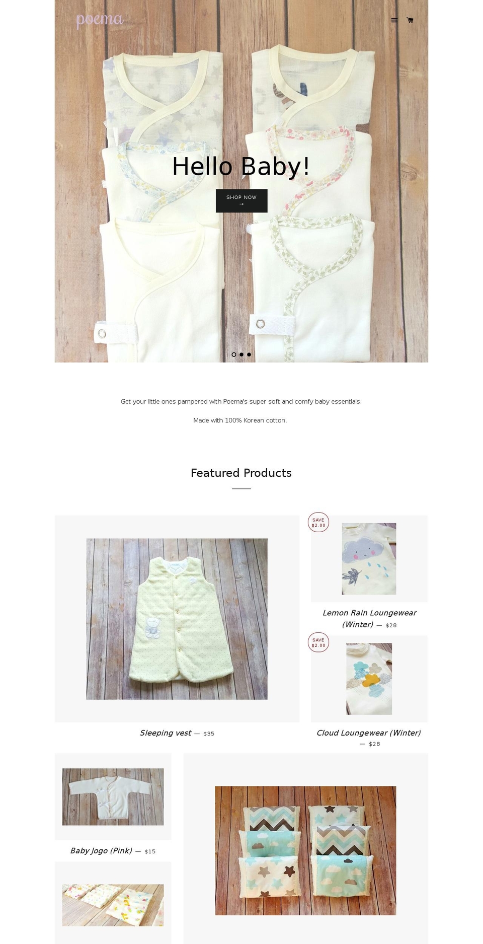 poemababy.com — Shopify storefront screenshot