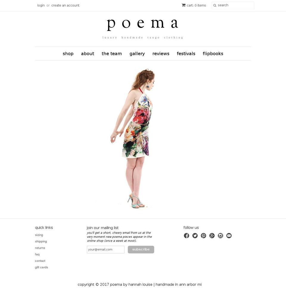 poemaclothing.com shopify website screenshot