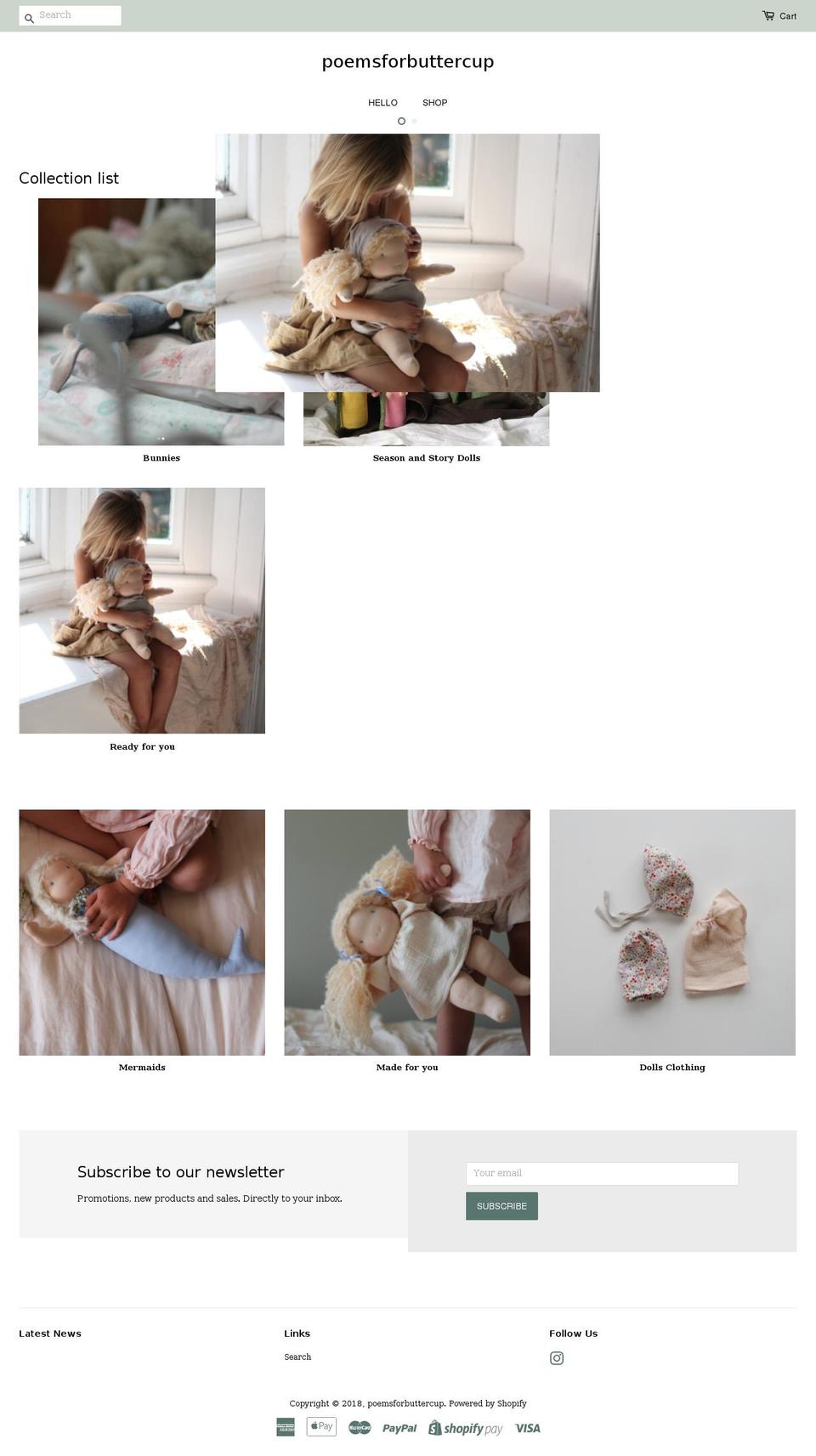 poemsforbuttercup.com — Shopify storefront screenshot