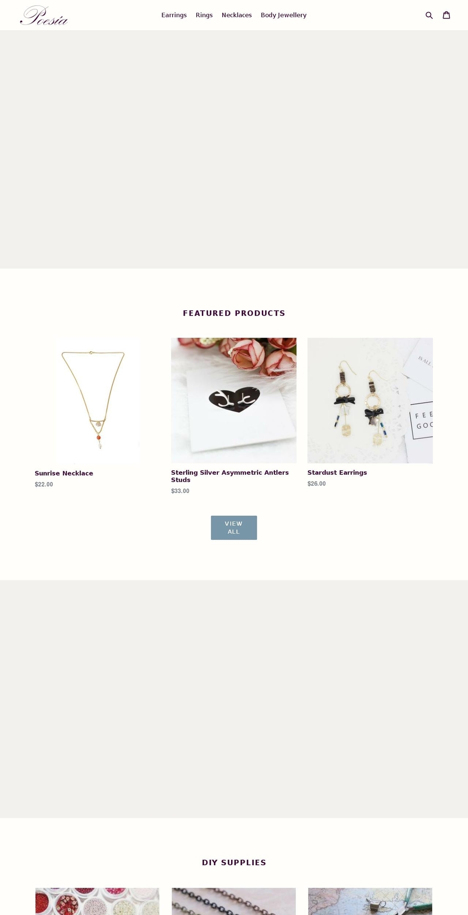 poesiajewellery.com — Shopify storefront screenshot