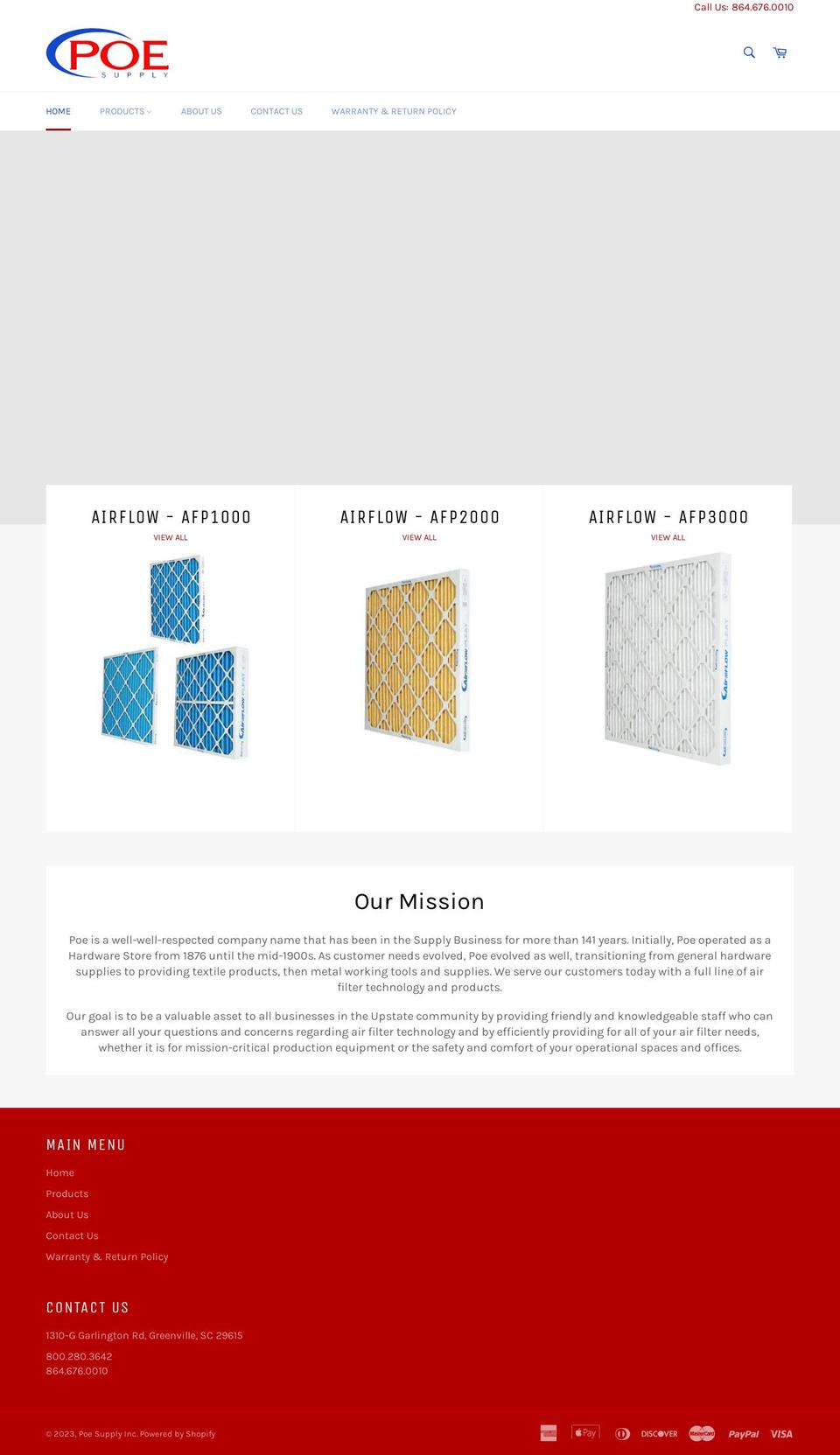 poesupplyinc.com shopify website screenshot