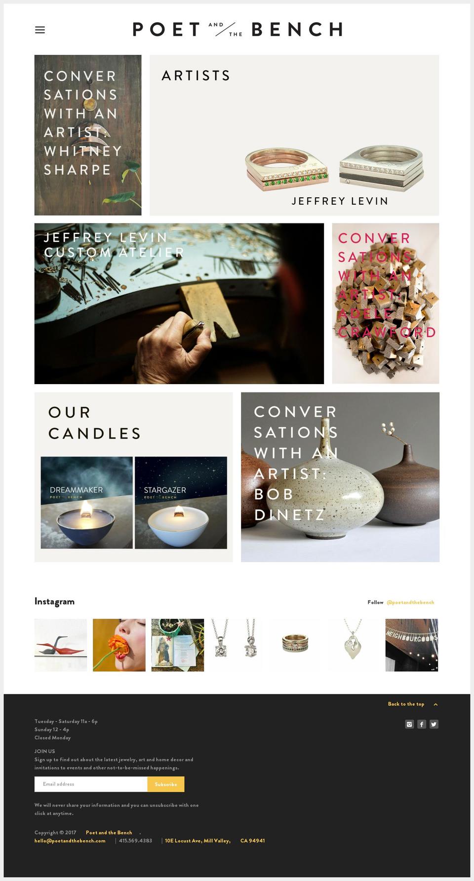 poetandthebench.com shopify website screenshot