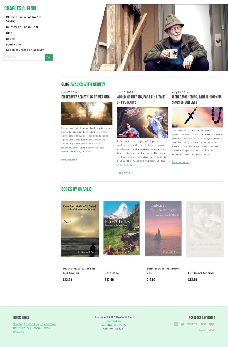 poetrybycharlescfinn.com shopify website screenshot