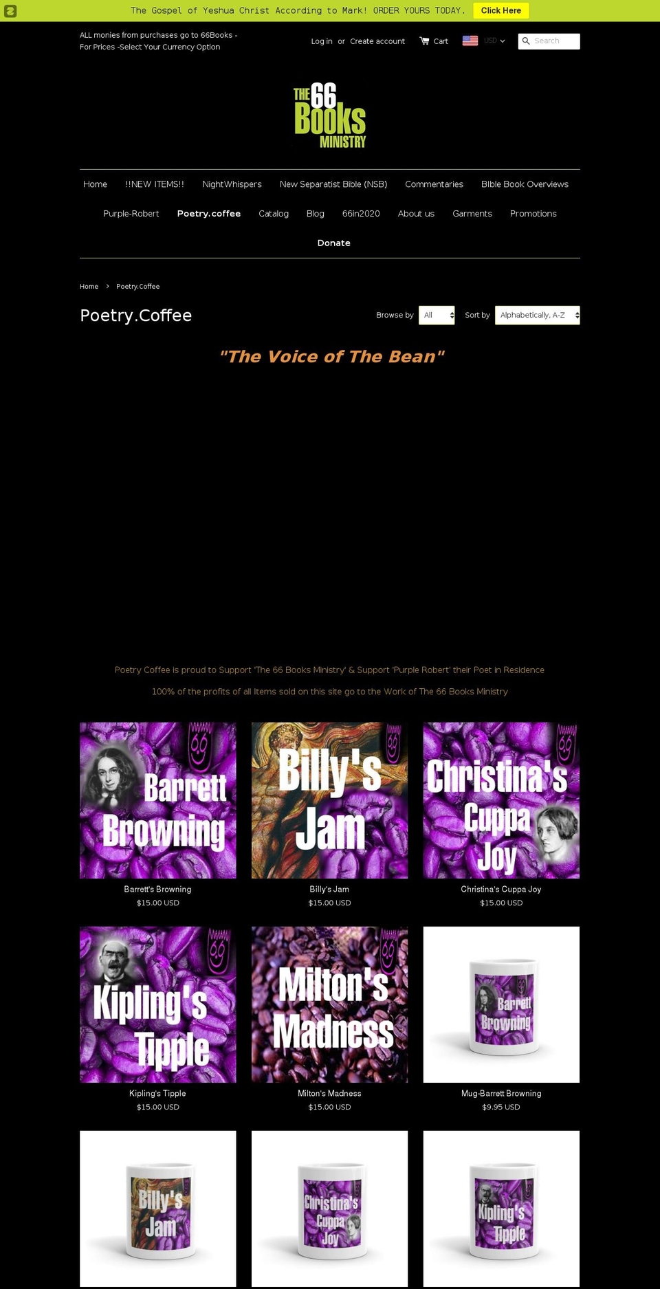 poetrycoffee.com — Shopify storefront screenshot
