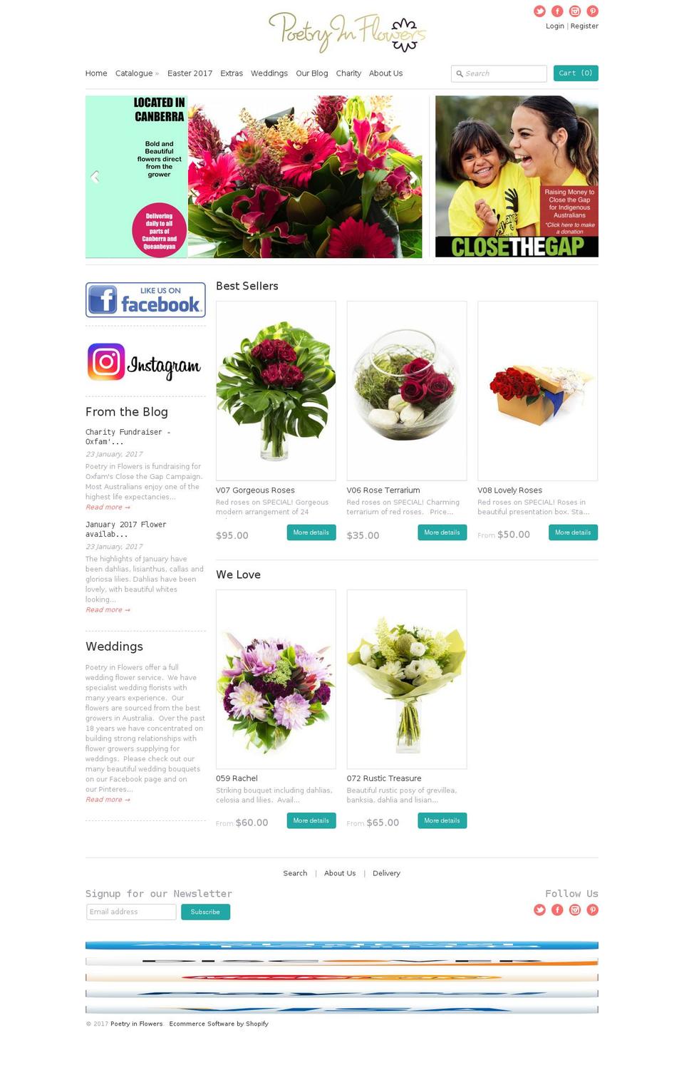 poetryinflowers.com.au shopify website screenshot