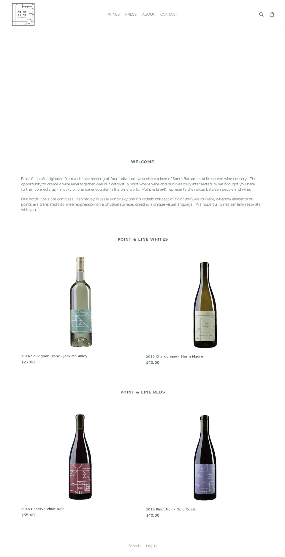 pointandlinewine.com shopify website screenshot