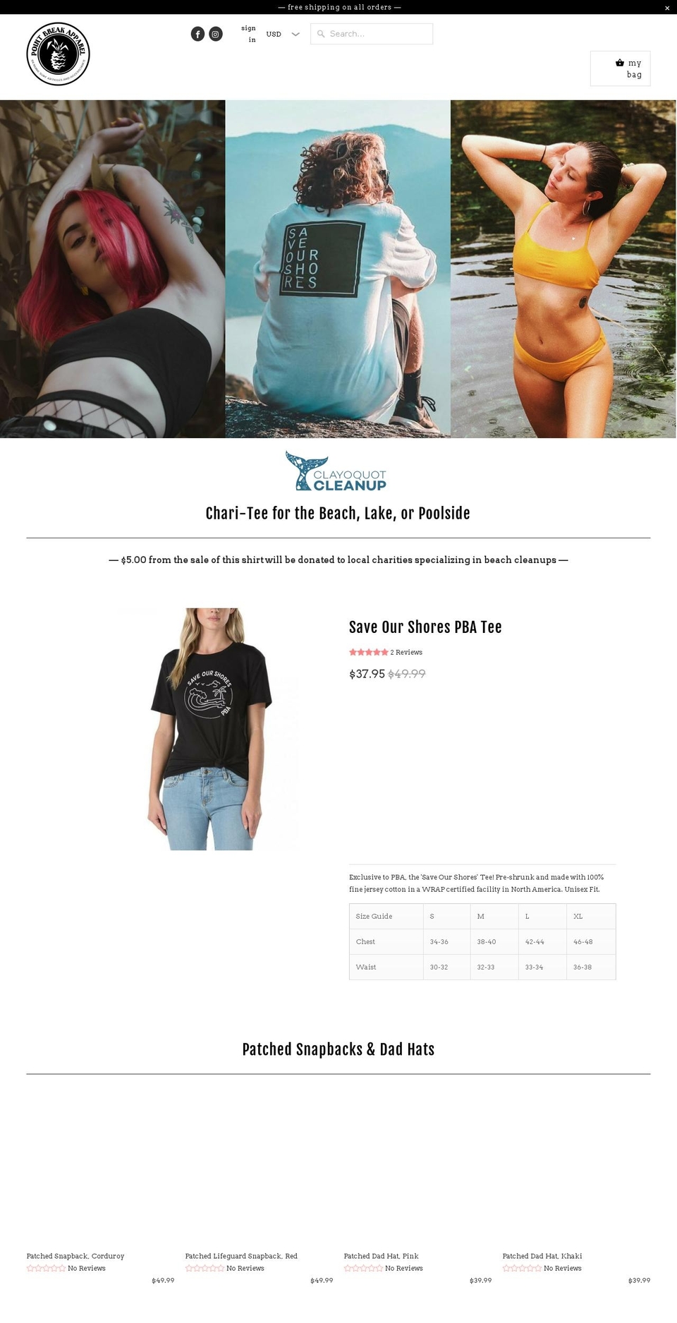 pointbreakapparel.com shopify website screenshot