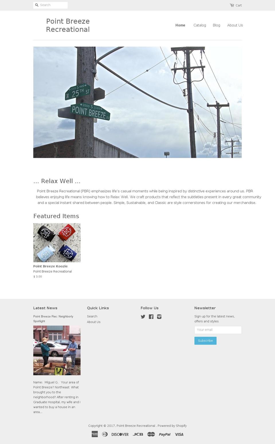 pointbreezerecreational.com shopify website screenshot