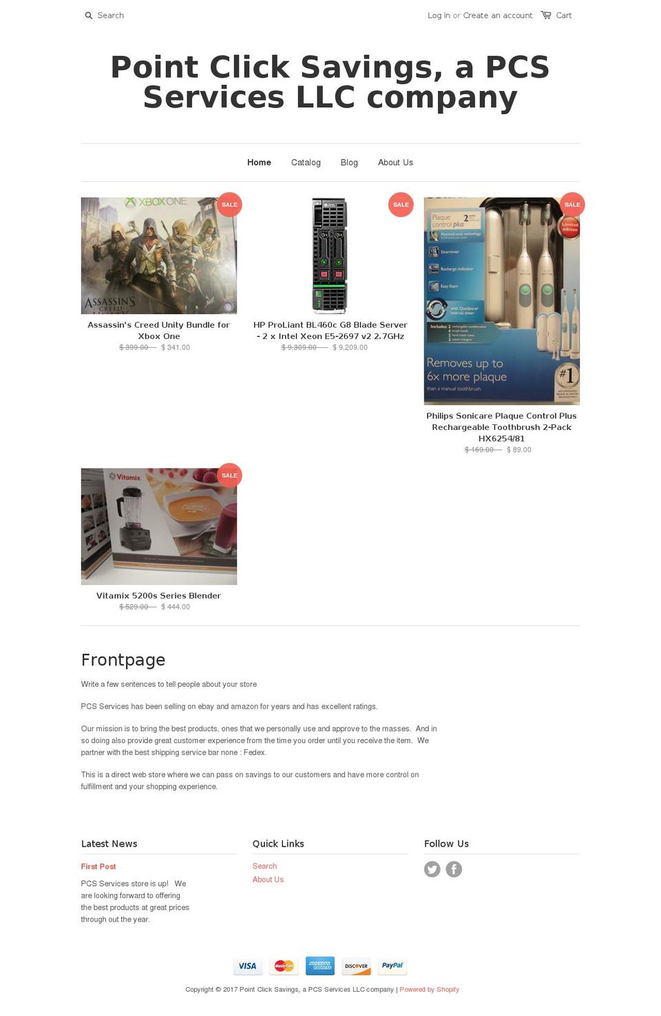 pointclicksavings.com shopify website screenshot