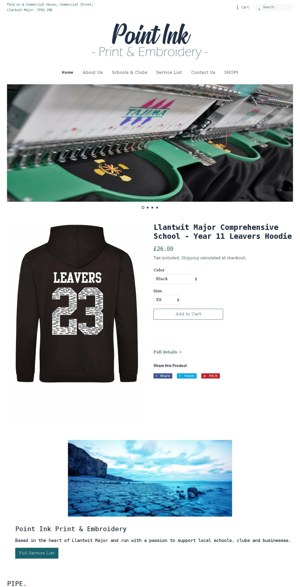 pointinkembroidery.com shopify website screenshot
