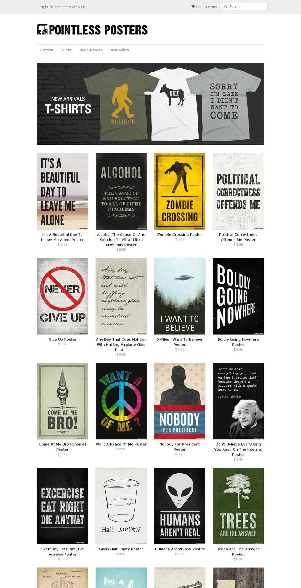 pointless-posters.com shopify website screenshot