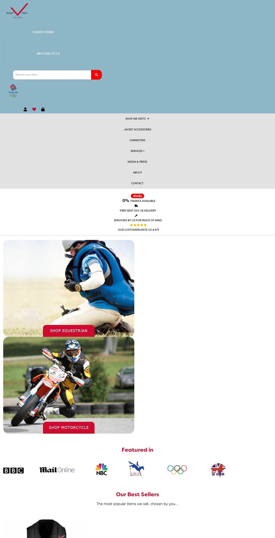 pointtwoairvest.com shopify website screenshot