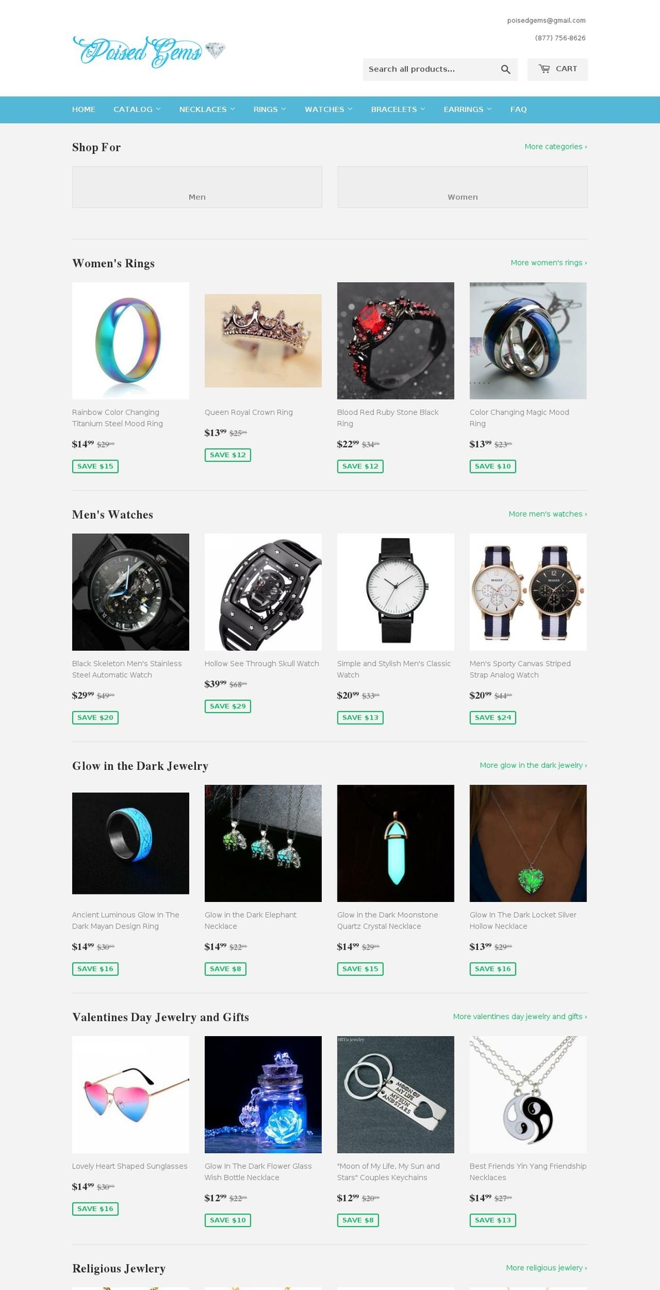 poisedgems.com — Shopify storefront screenshot