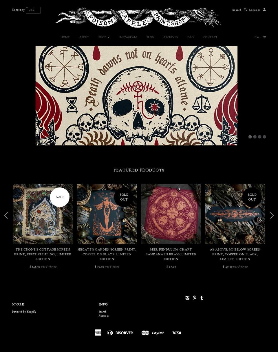 poison-apple-printshop.myshopify.com — Shopify storefront screenshot