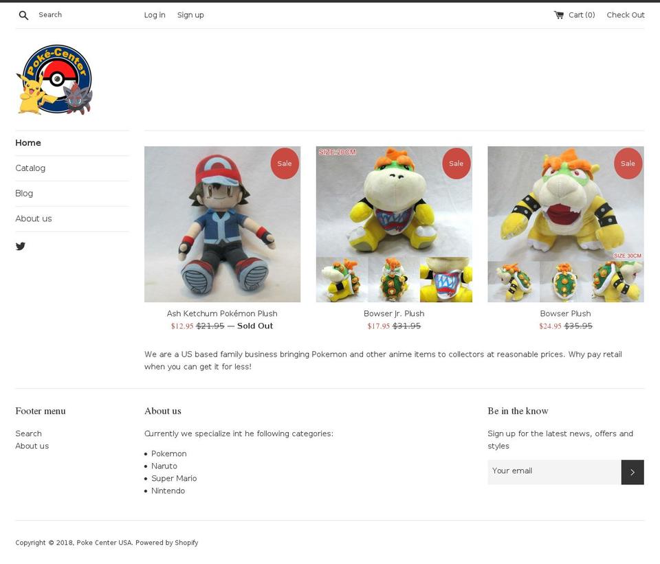 pokecenterusa.com shopify website screenshot