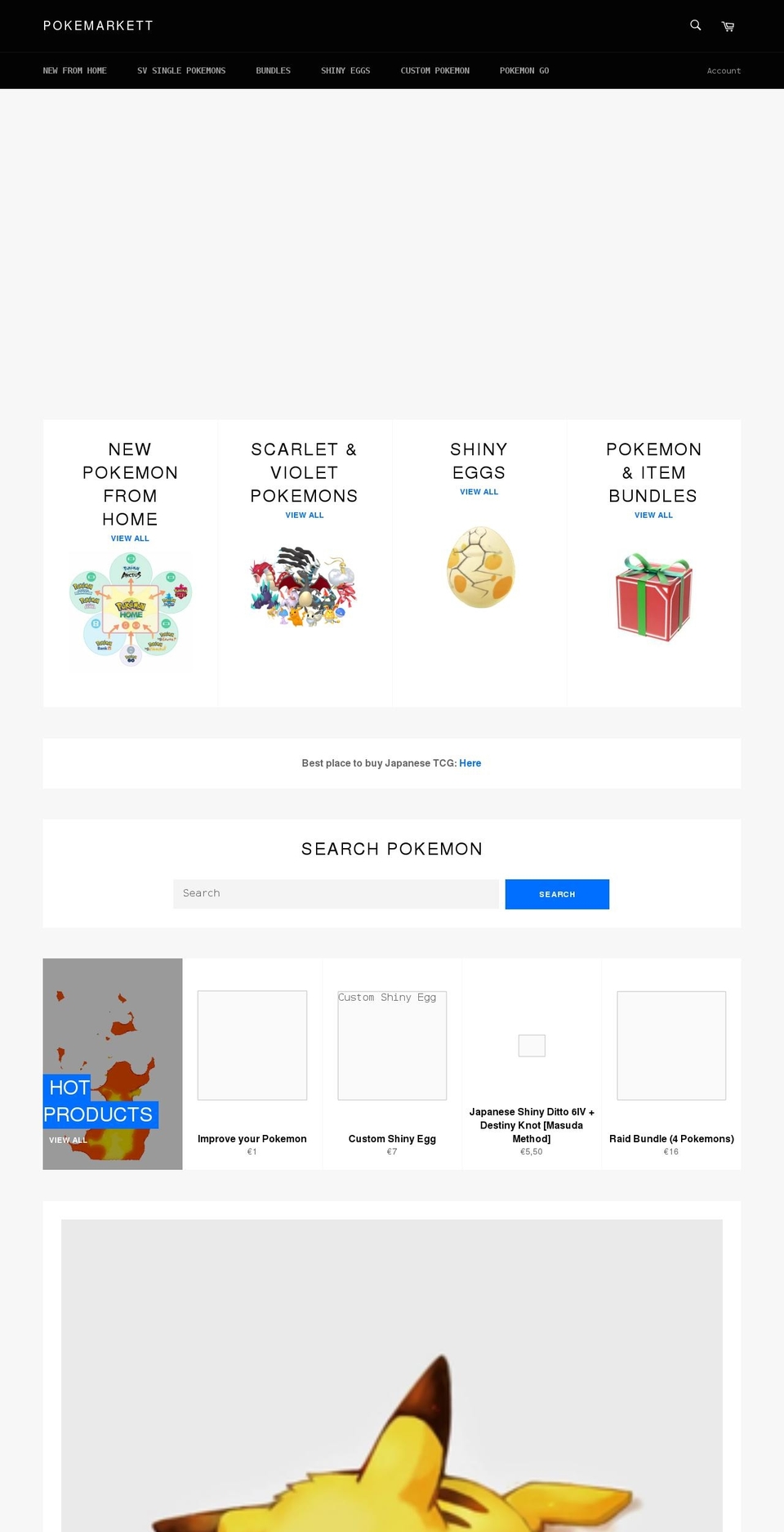 pokemarkett.com shopify website screenshot