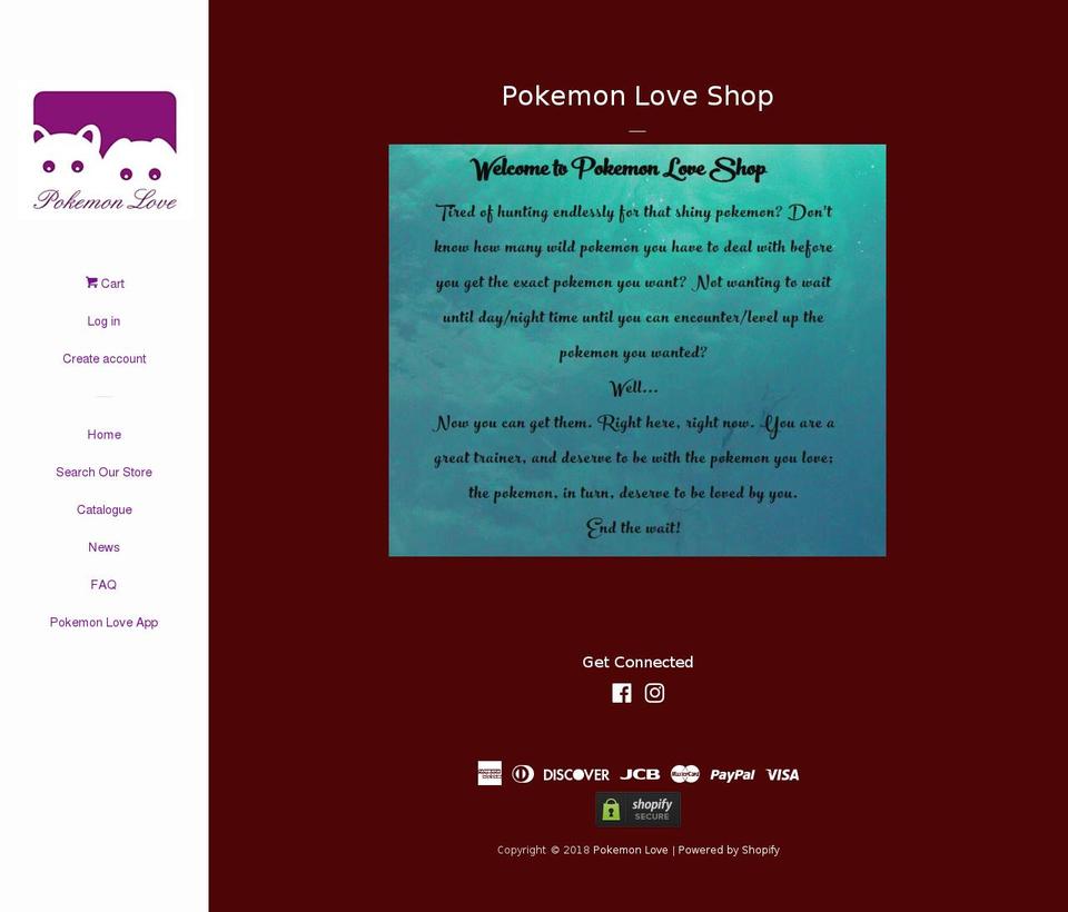 pokemonlove.me shopify website screenshot