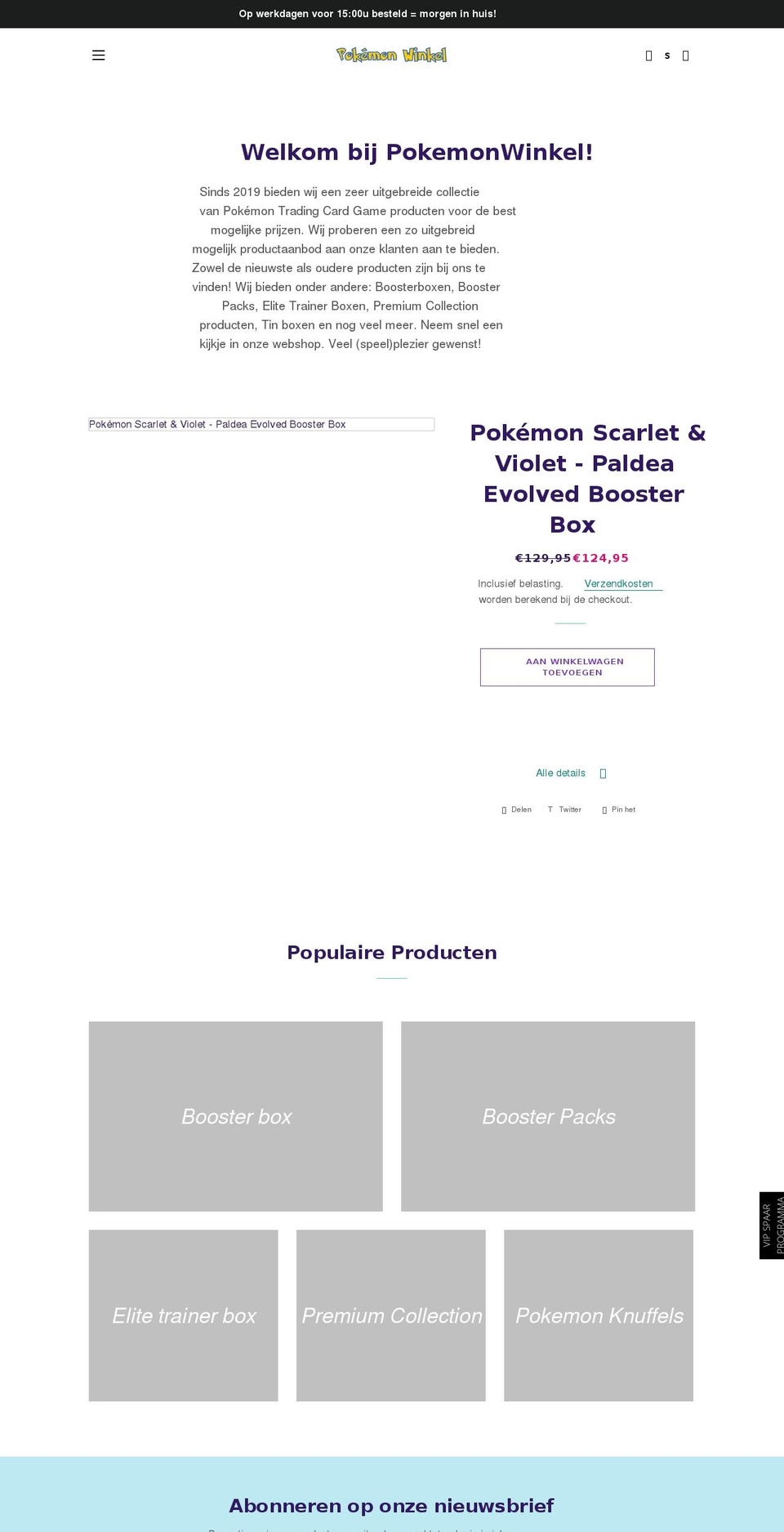 pokemonwinkel.nl shopify website screenshot