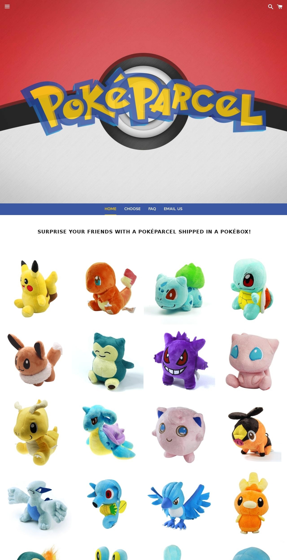 pokeparcel.com shopify website screenshot
