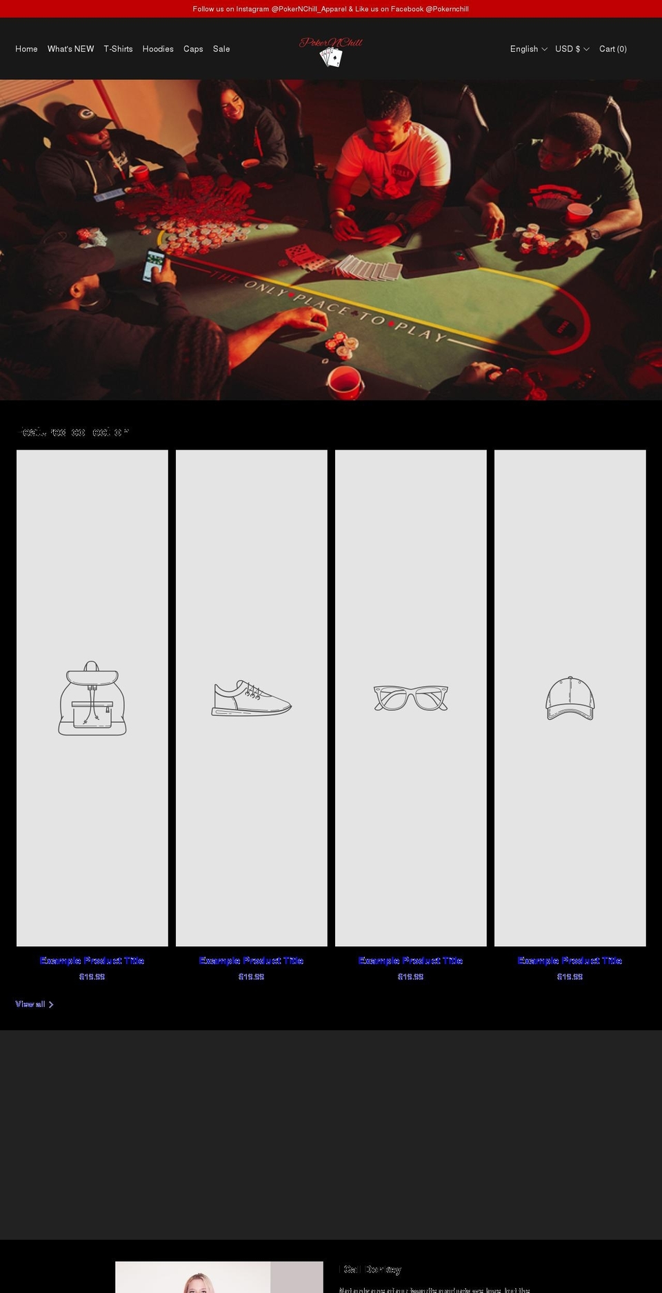 pokernchillapparel.com shopify website screenshot